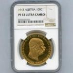 オーストリア 100コロナ金貨 1913年 フランツ・ヨーゼフ1世 NGC PF63 UCAM
