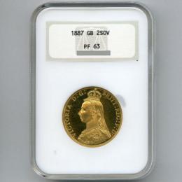 イギリス 2ポンド金貨 1887年 ヴィクトリア女王 ジュビリー NGC PF63