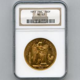 フランス 100フラン金貨 1911年 エンジェル NGC MS63