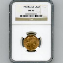 フランス 100フラン金貨 1935年 ウィング・ヘッド NGC MS65