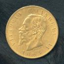 イタリア王国 20リレ金貨 1865年 ヴィットリオ・エマニュエーレ2世 EF　