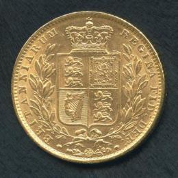 イギリス 1ソヴリン金貨 1863年 ヴィクトリア女王 ヤングヘッド EF