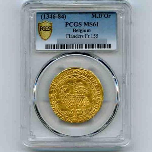 神聖コイン共和国 / ベルギー フランドル 1ムートンドール金貨 (1346-84) ルイ・デ・マーレ PCGS MS61