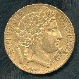 フランス 20フラン金貨 1851年 セレス女神像 VF